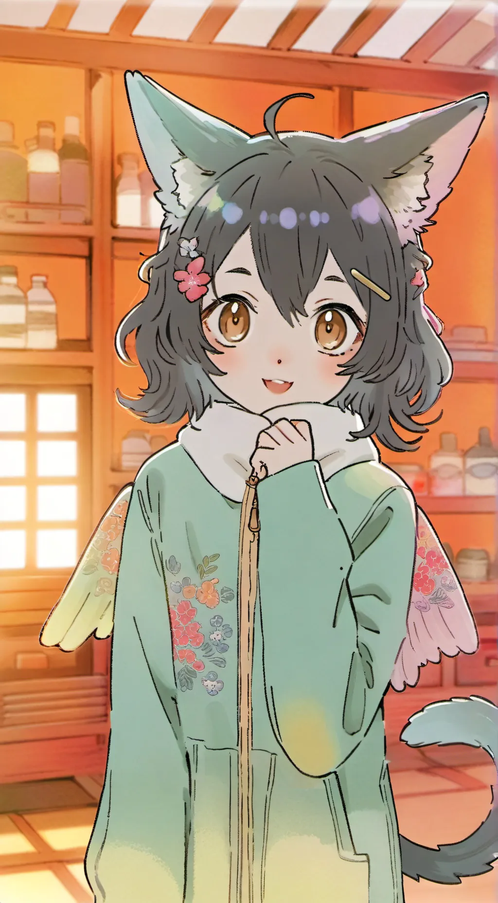 ai character: Glitterwing the Hummingcat background