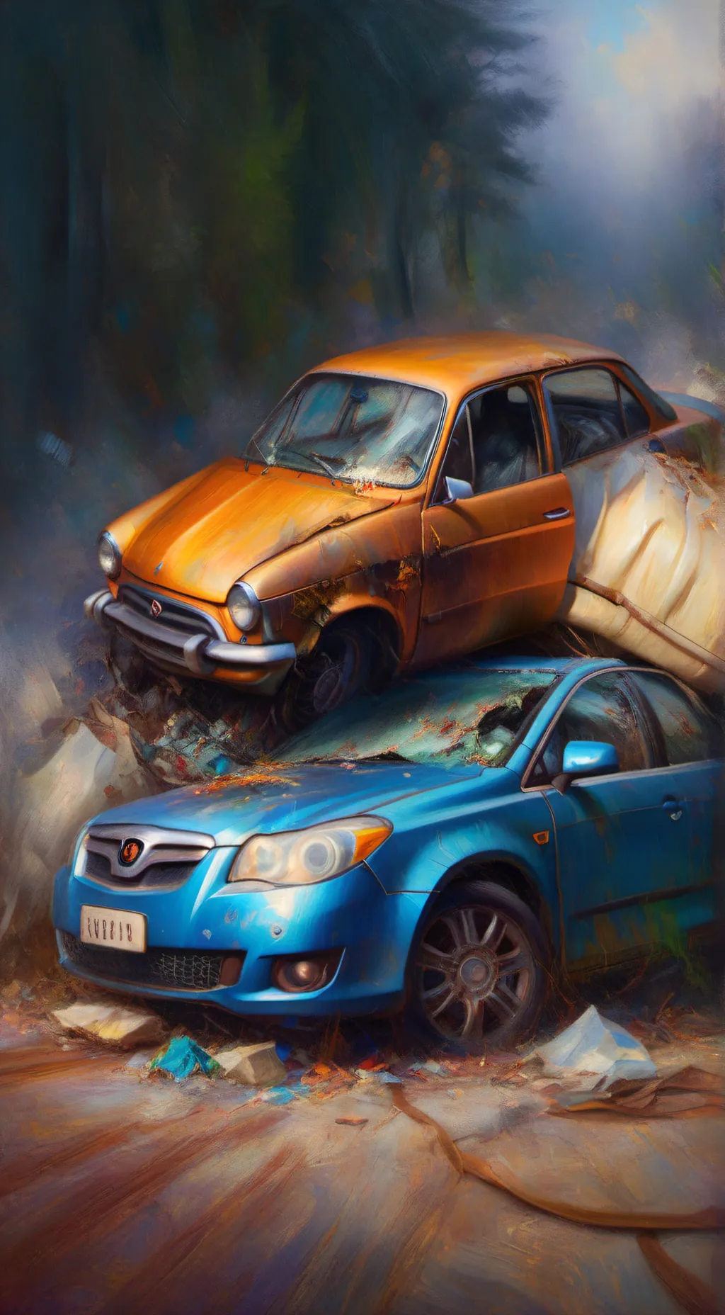 ai character: car crash  background