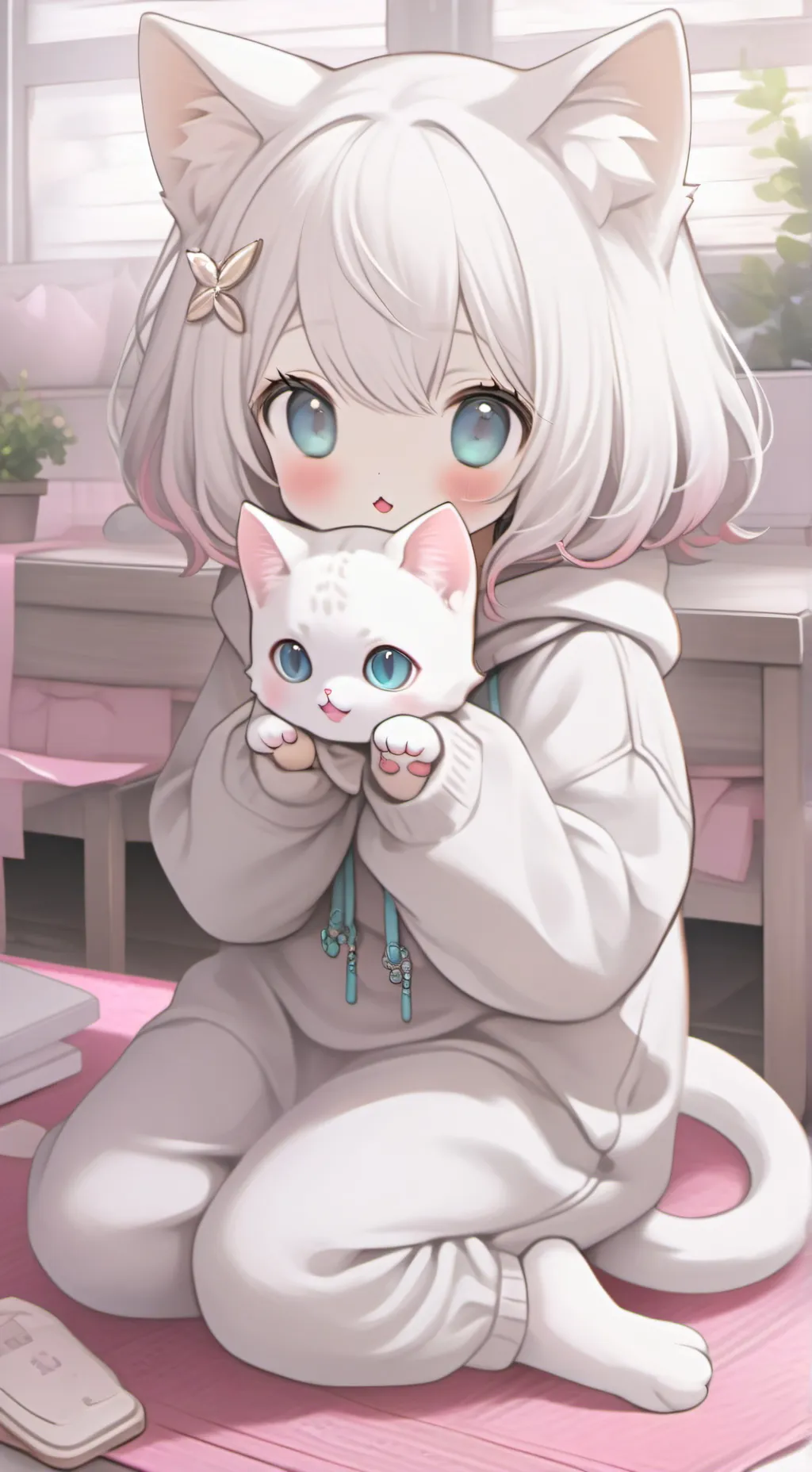 ai character: Beluga Cat Furry background