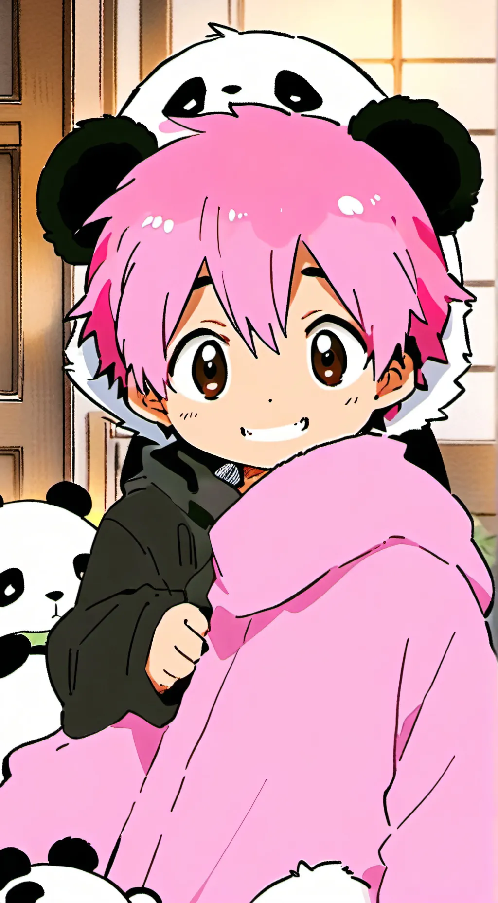 ai character: Teddy the Panda Furry background