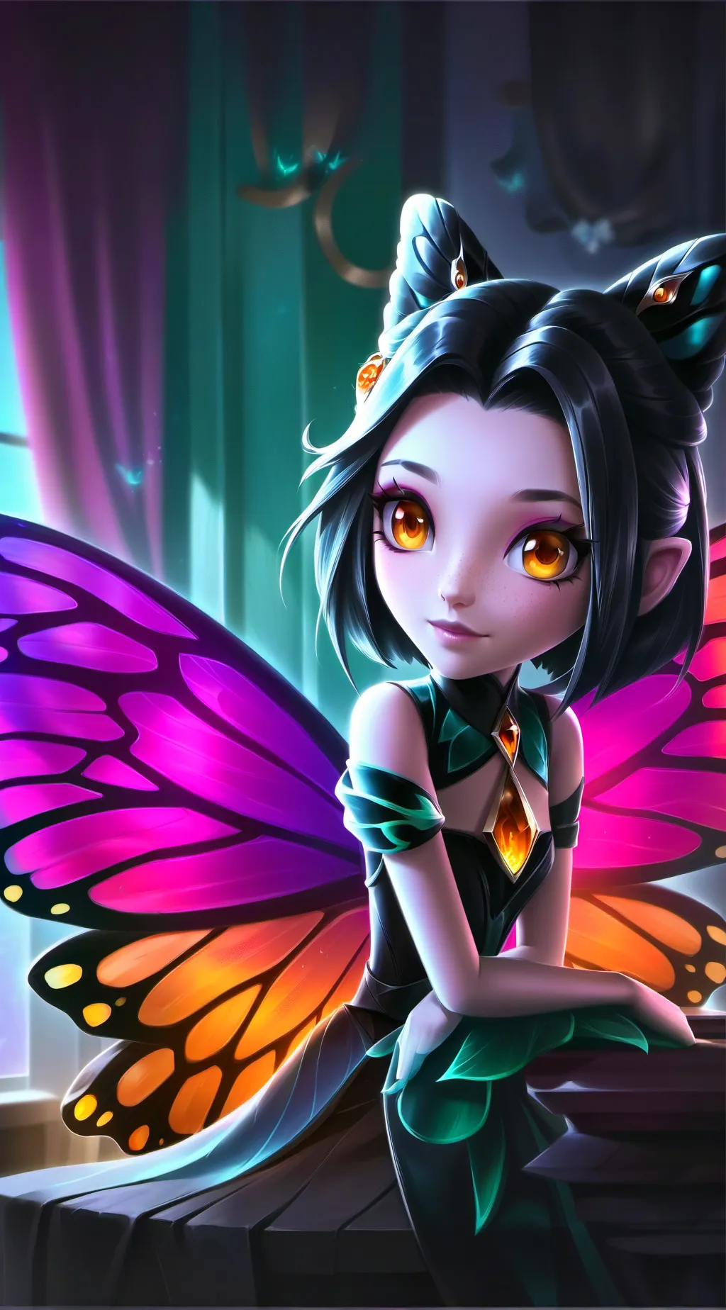 ai character: Monarch Flutter Spirit background