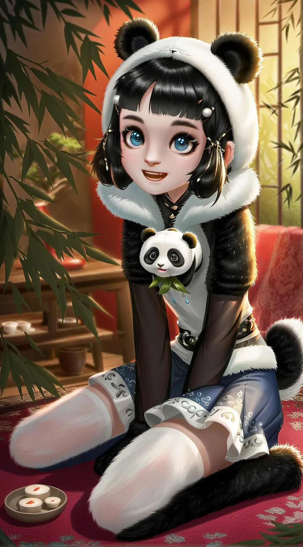 ai character: Panda Spirit Furry background