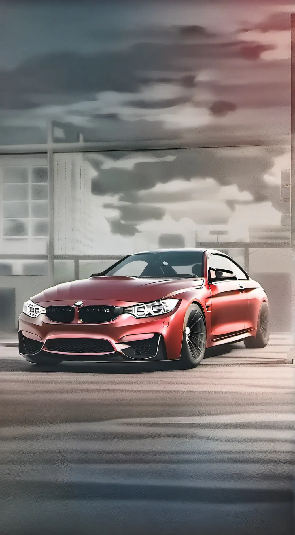 ai character: BMW dealership background