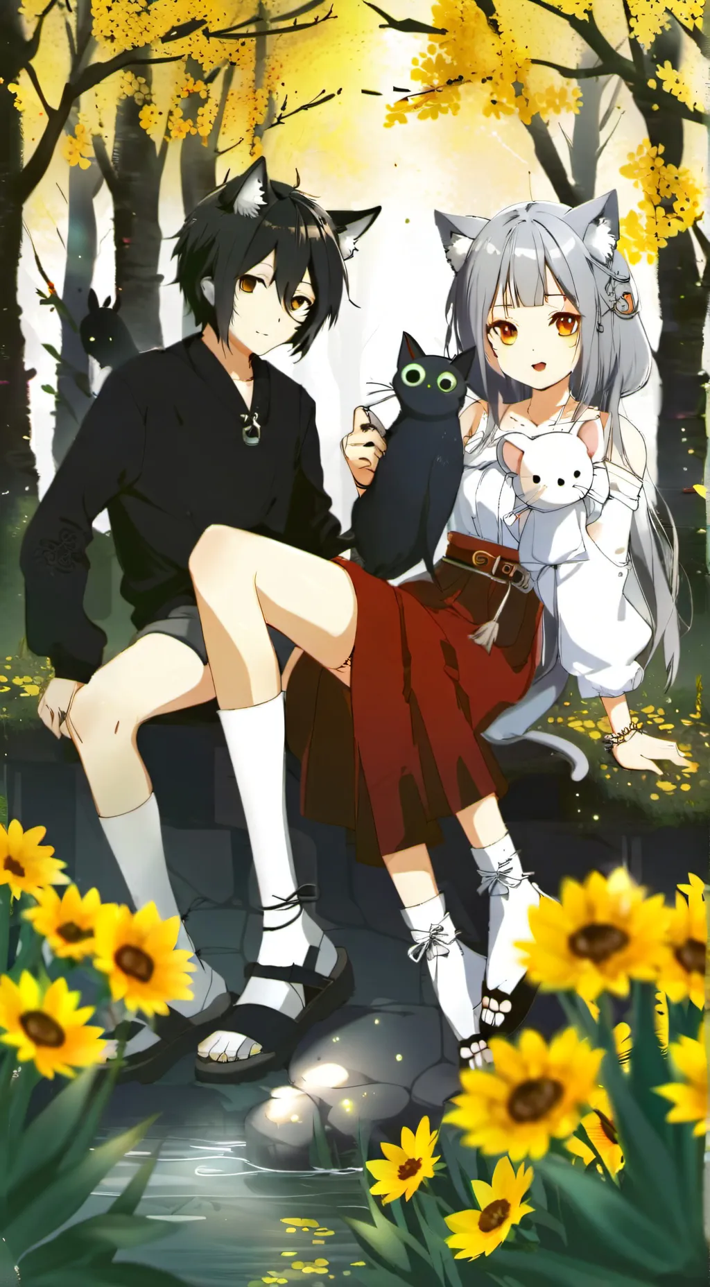 ai character: cat boy brother  background