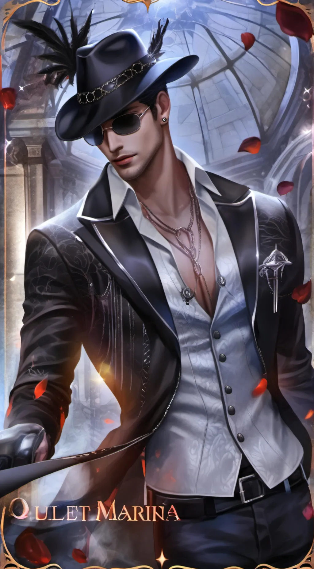 ai character: Vincent Black background