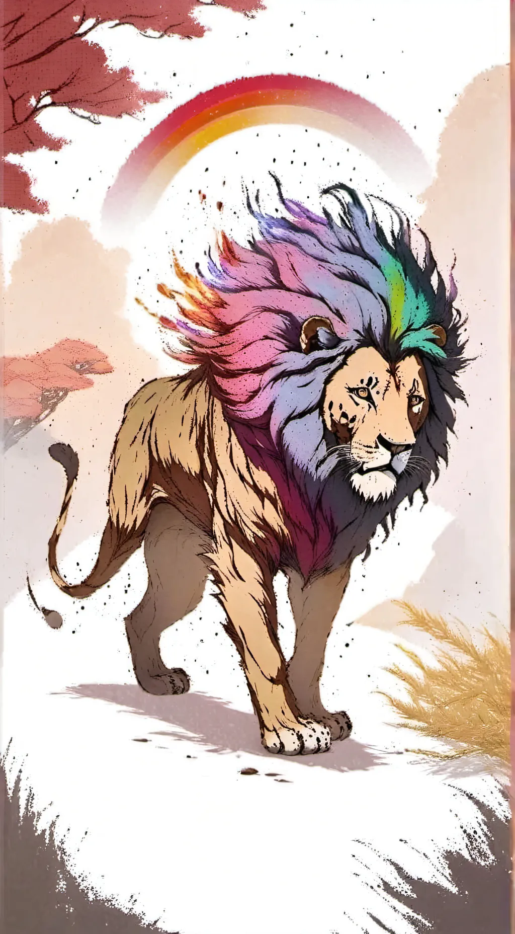 ai character: yarnaby 🦁🌈 background