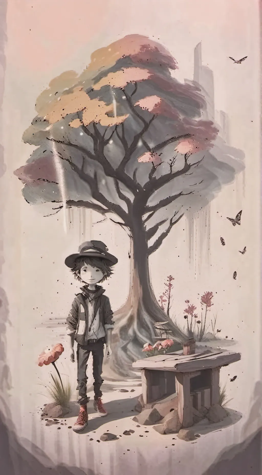 ai character: dandys worldddd  background