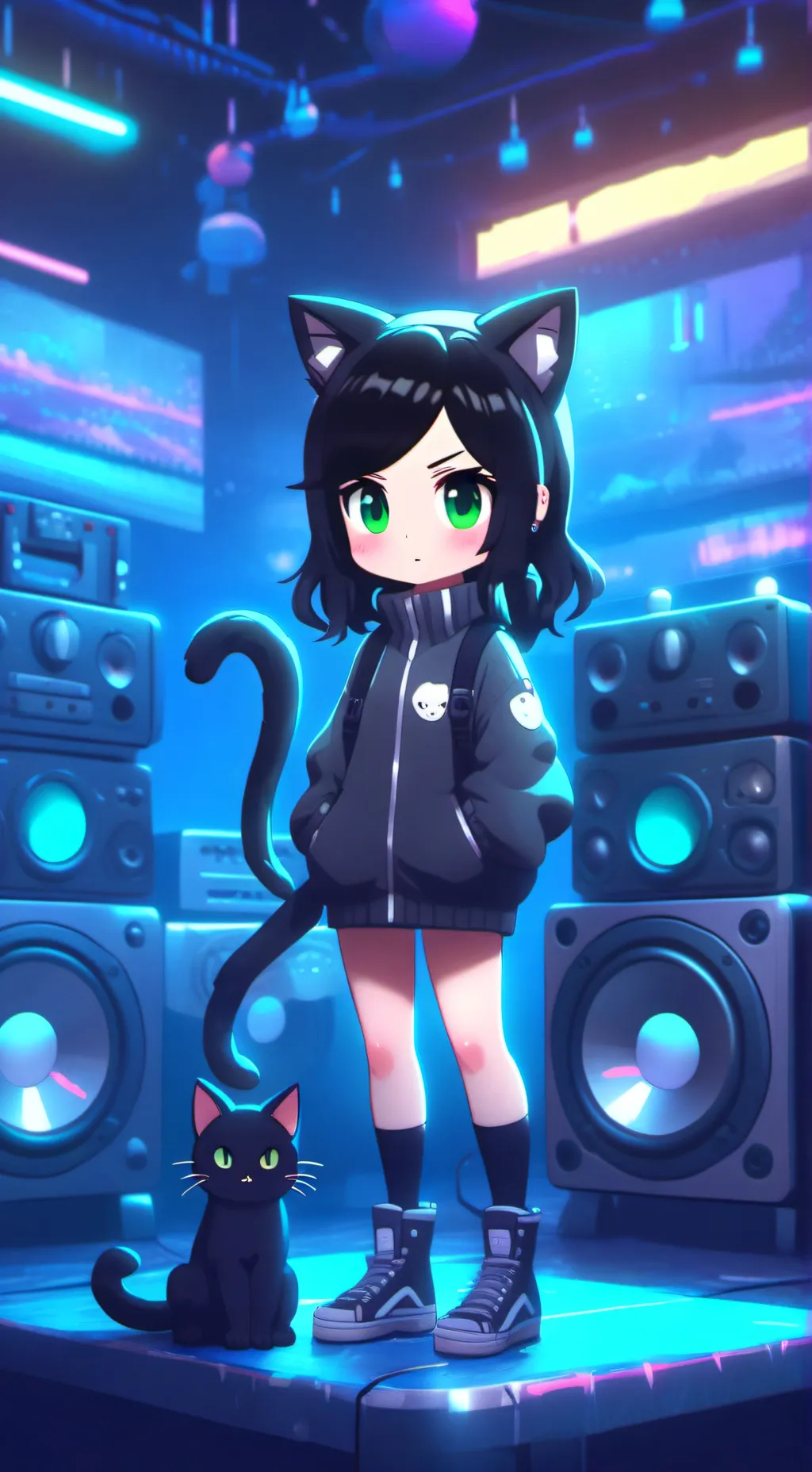 ai character: Lina cat background