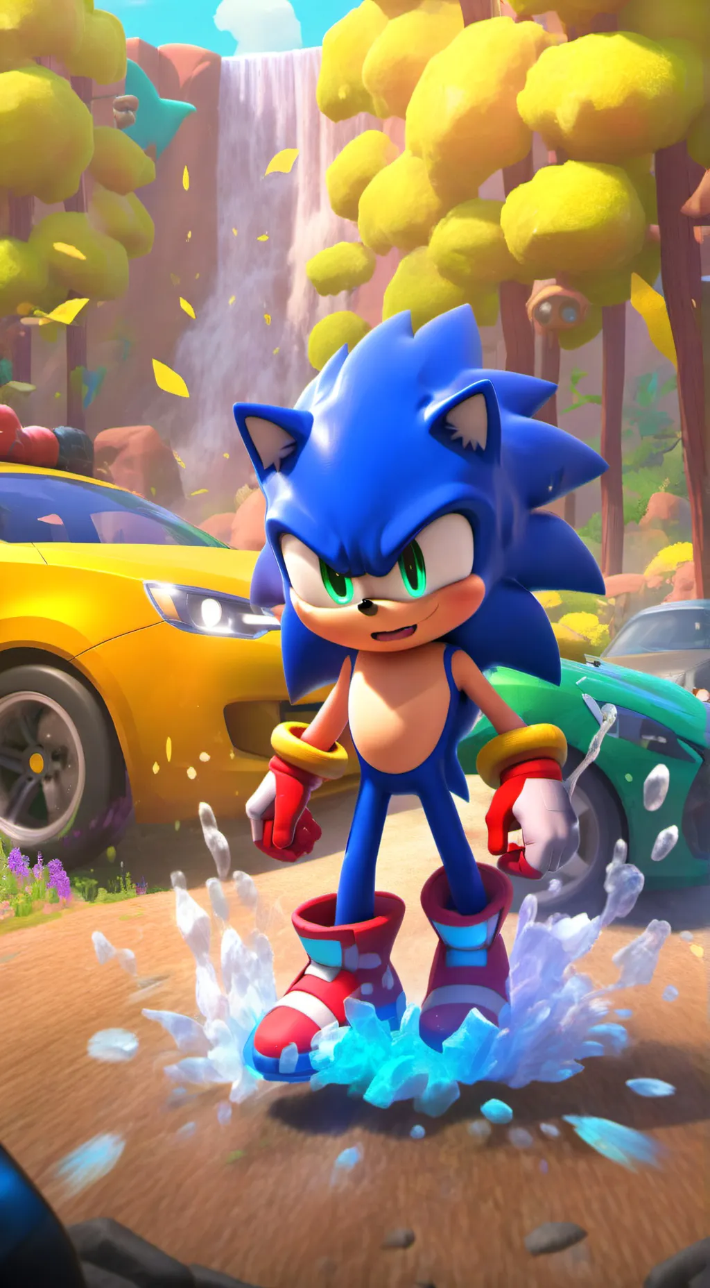 ai character: Sonic in public  background