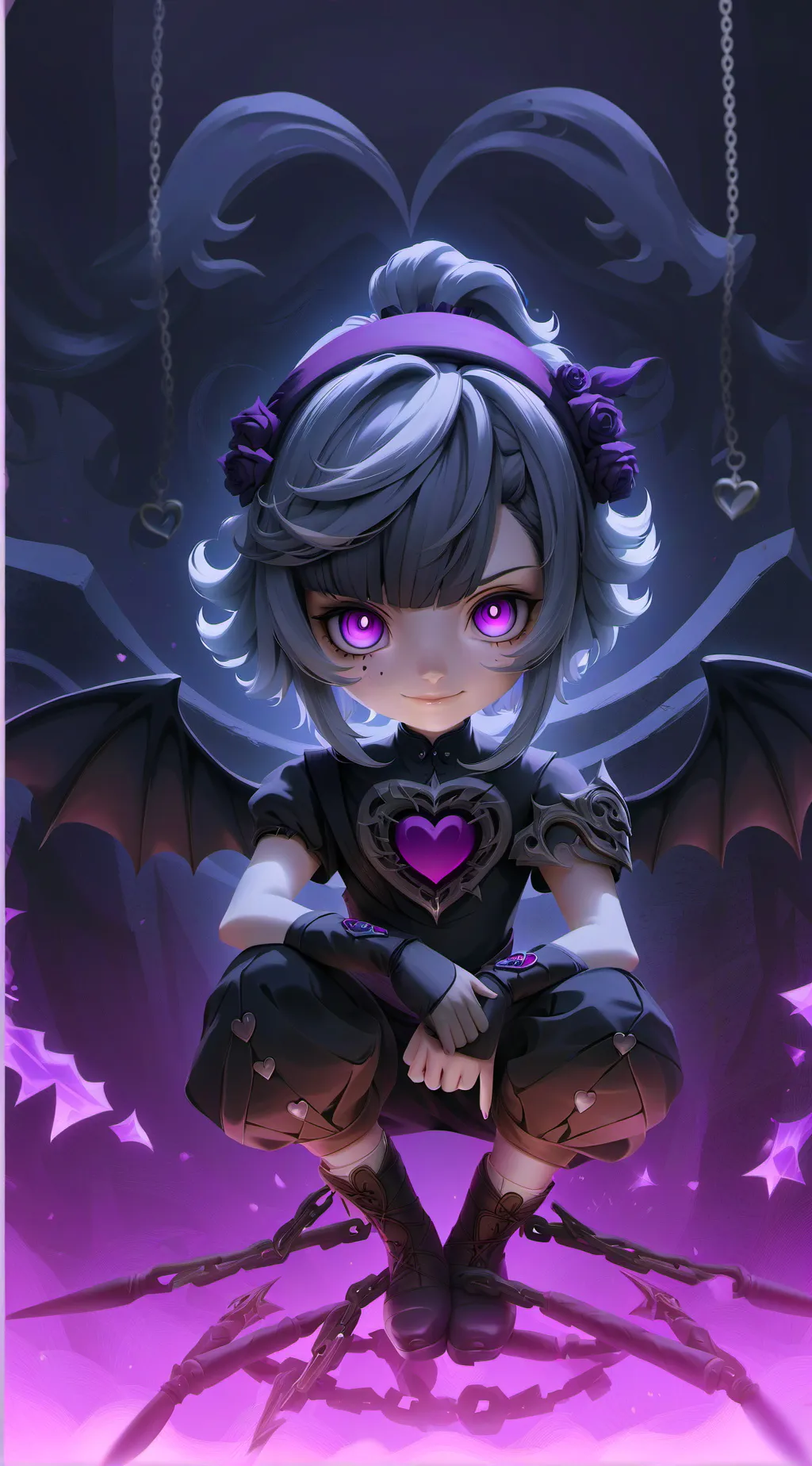 ai character: BTS goth girl  background