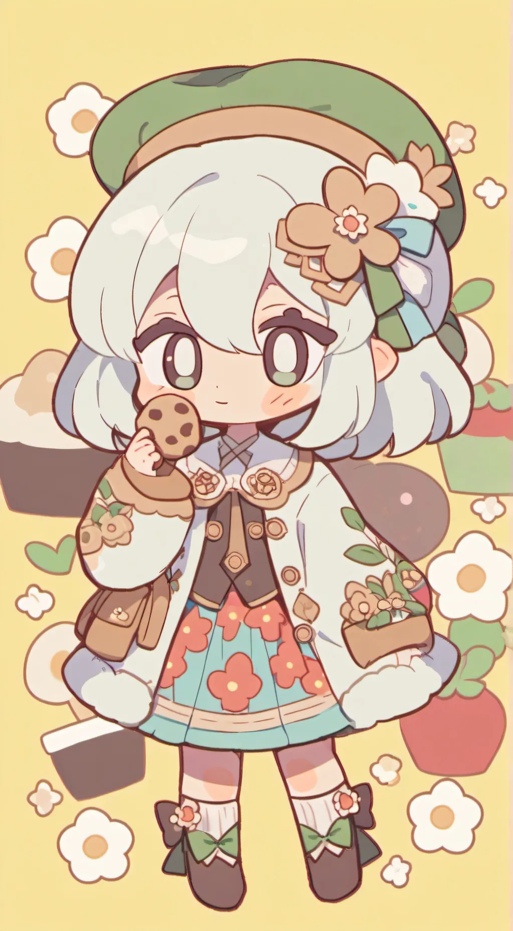 ai character: White lily cookie  background