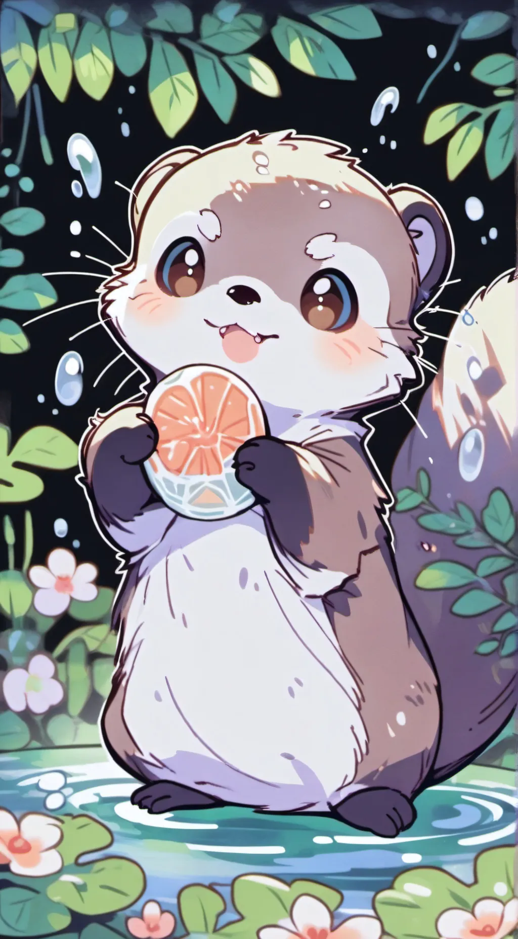 ai character: Baby Otter Furry background