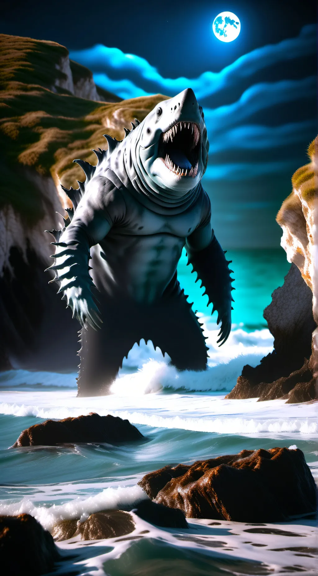 ai character: homo sharkonis background