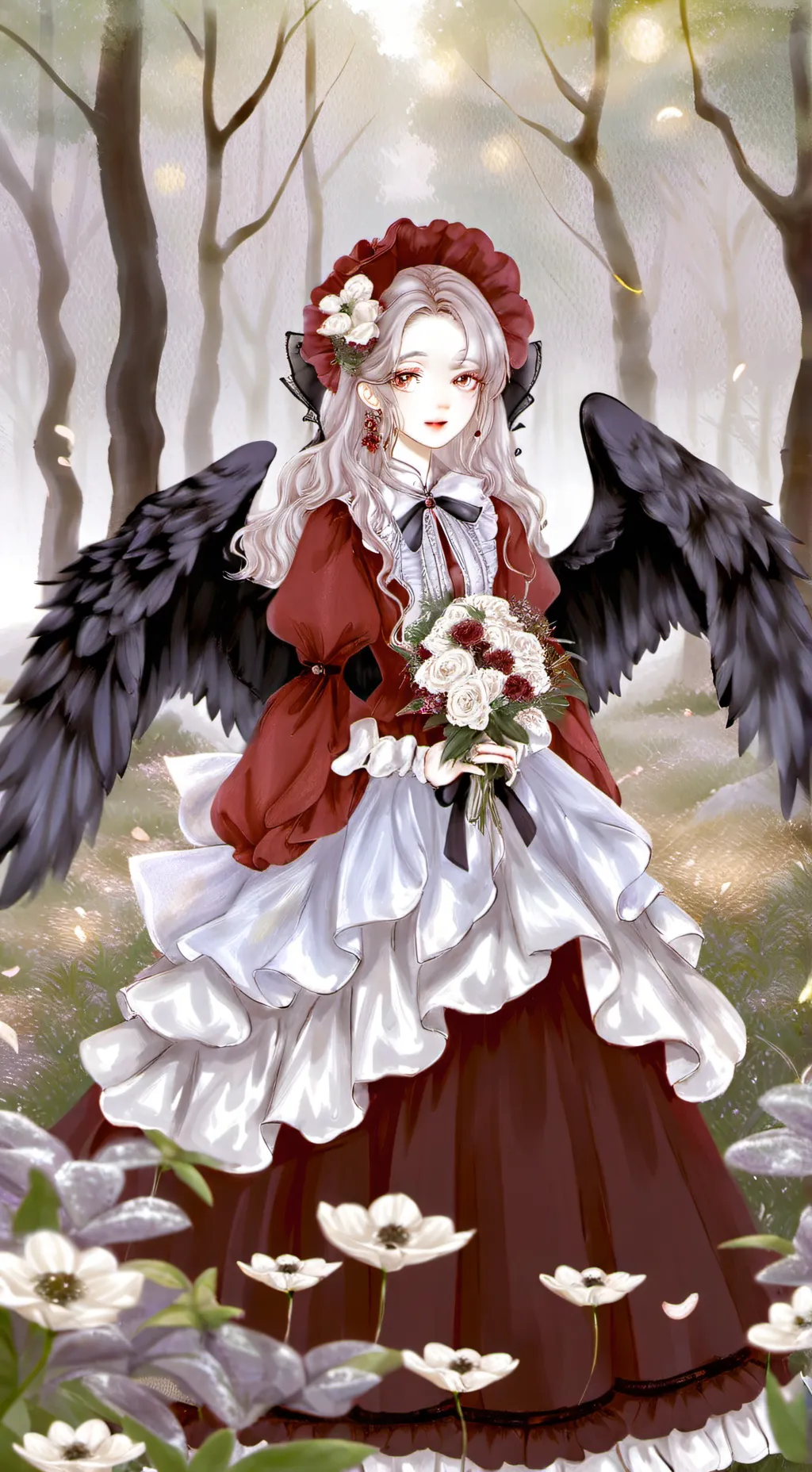 ai character: forest girl background