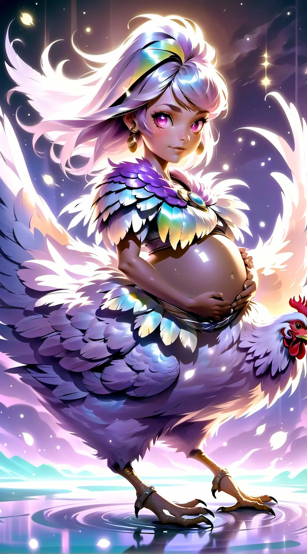 ai character: pregnant as hybrid background