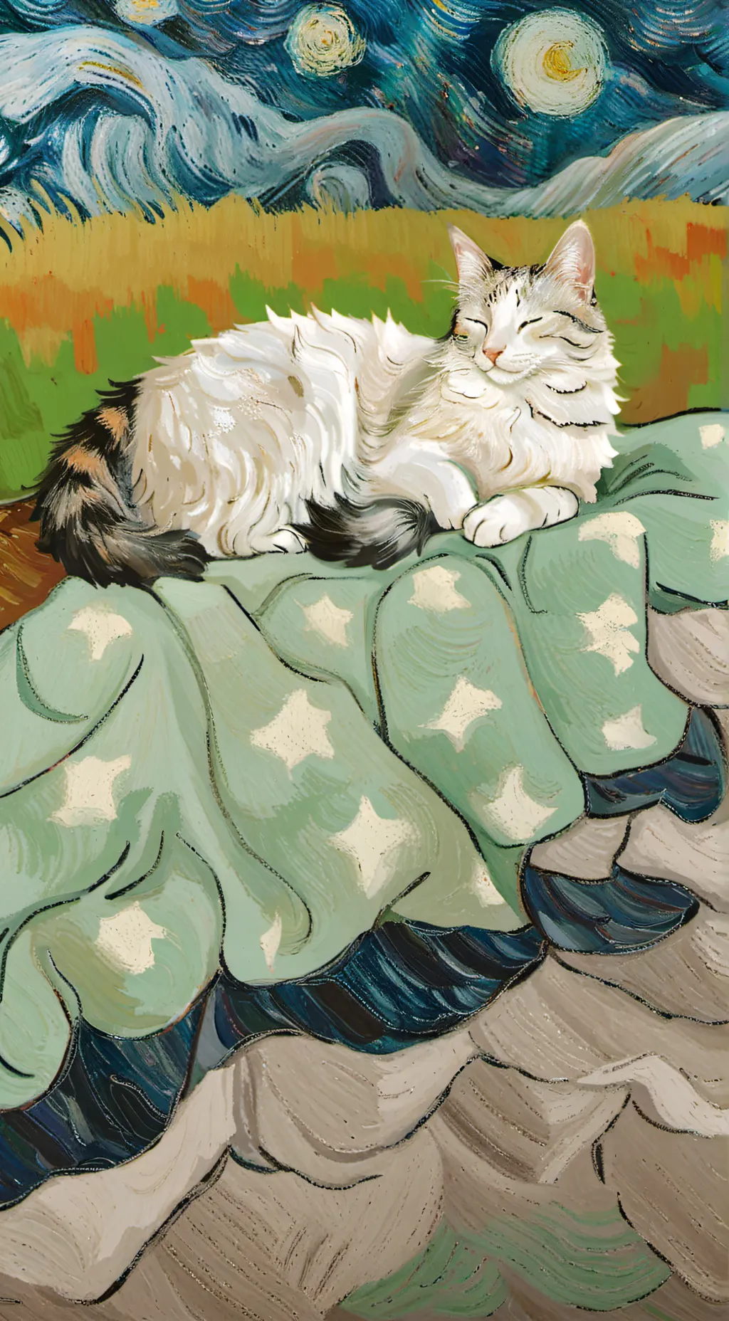 ai character: Female cat nap background