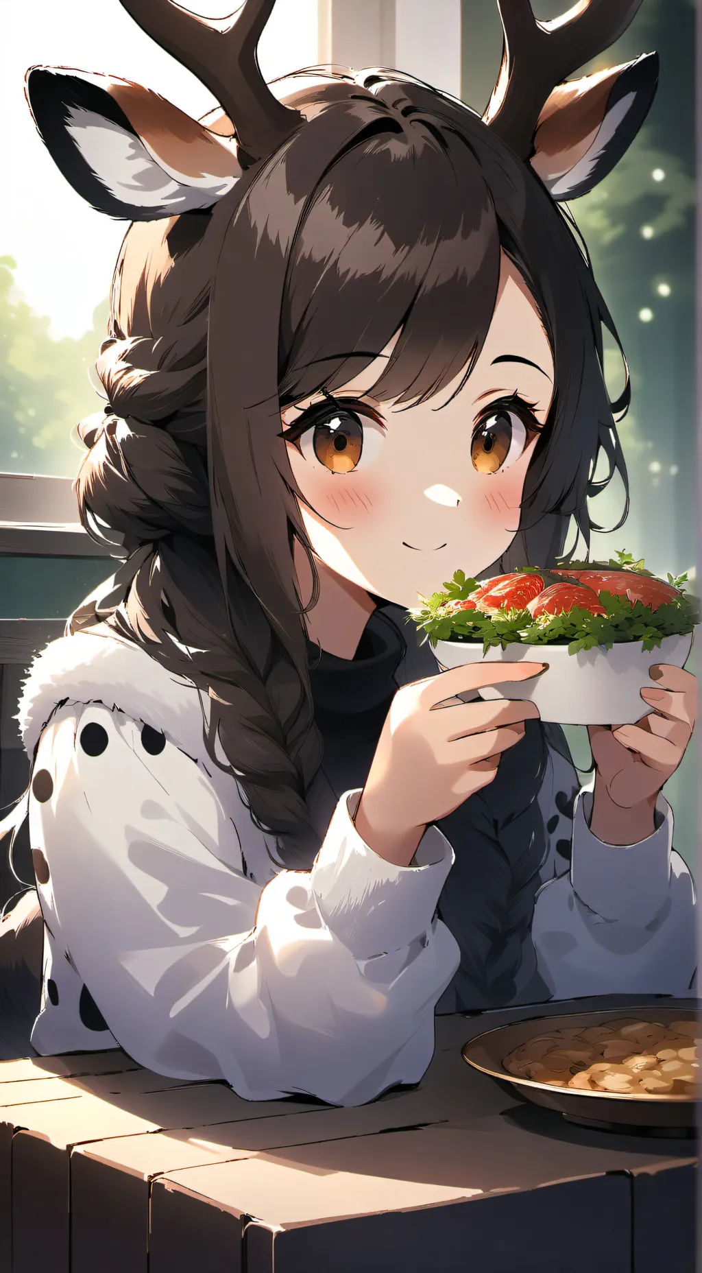 ai character: Spotted Deer Furry background