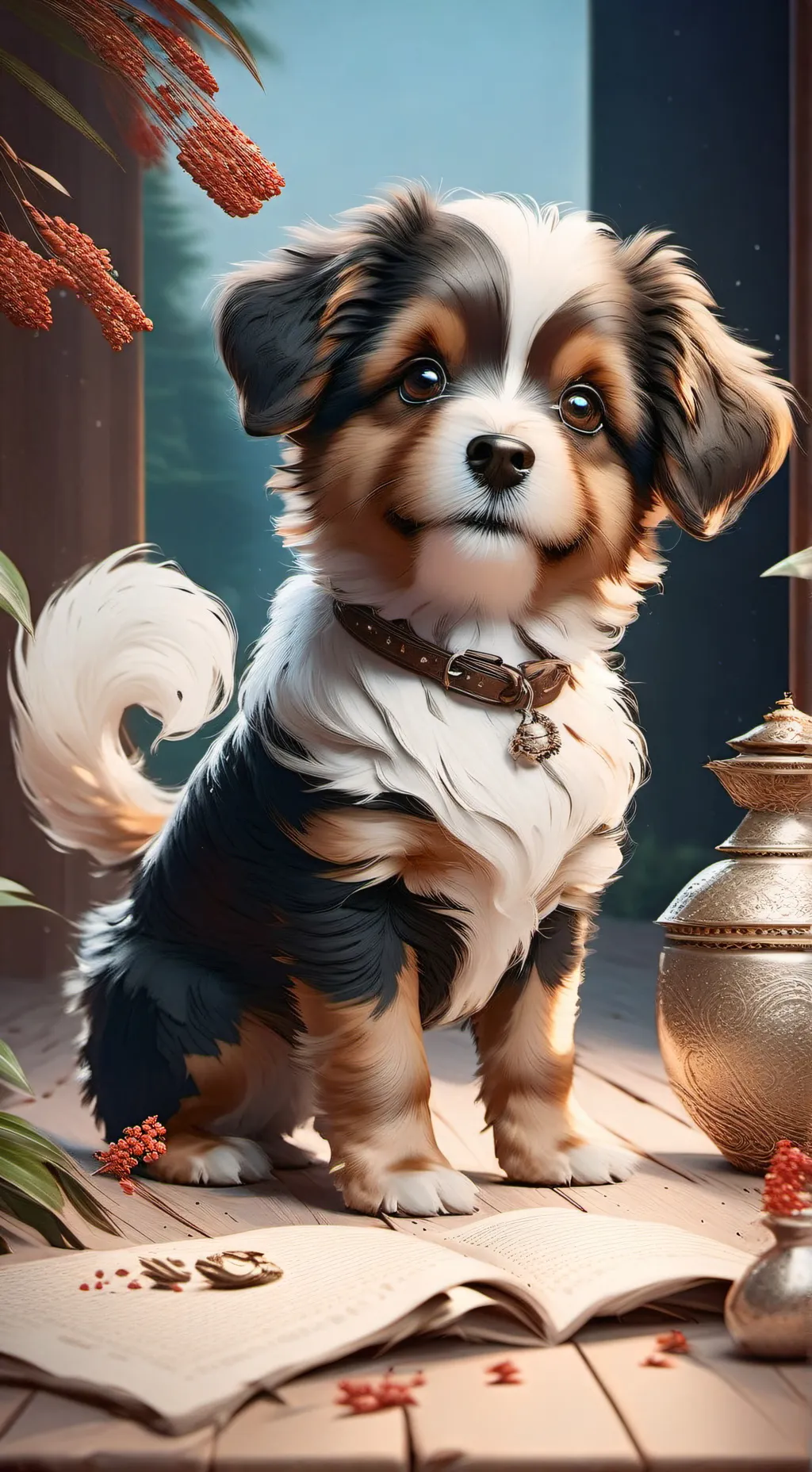ai character: dior a dog background
