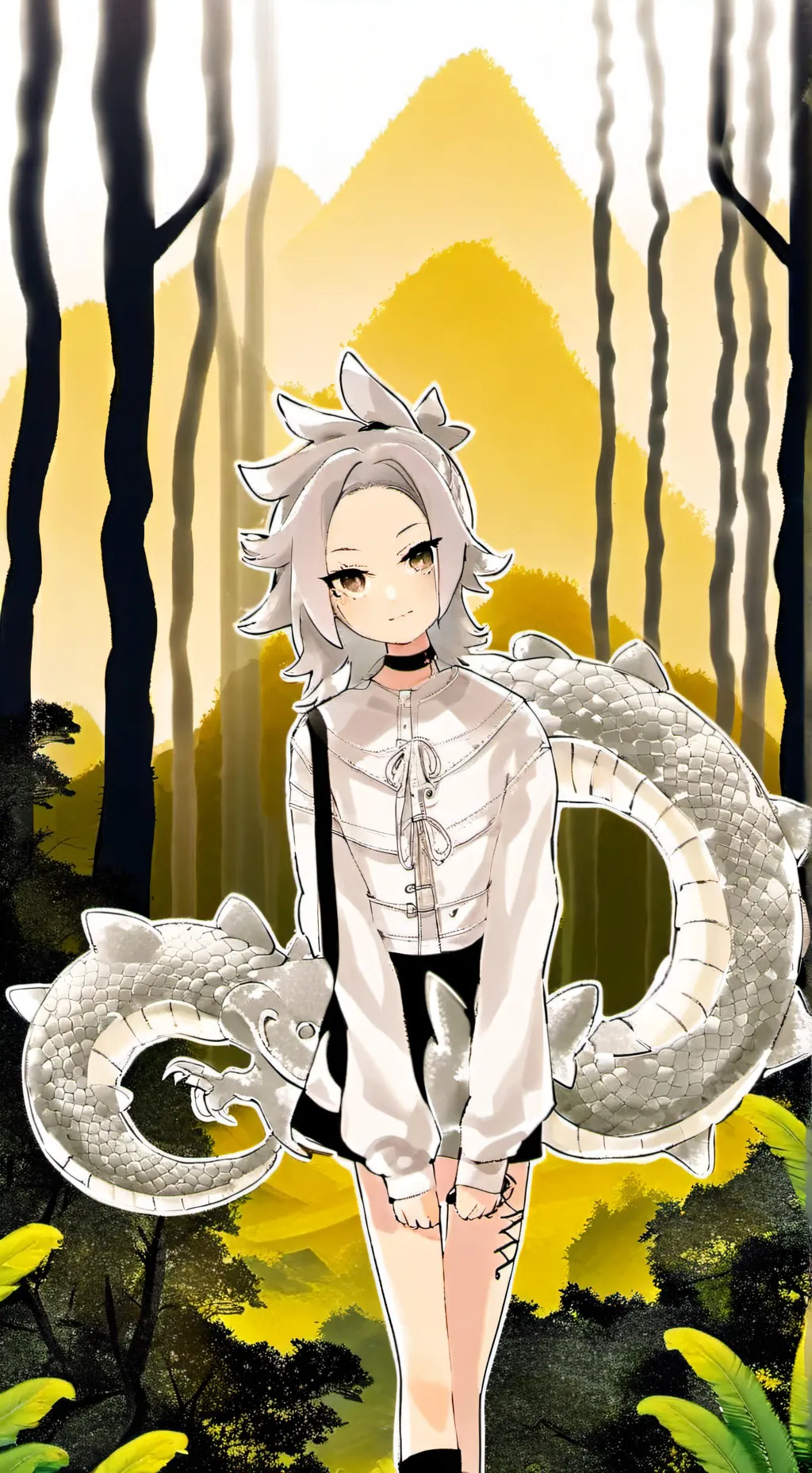 ai character: dinosaur girl background