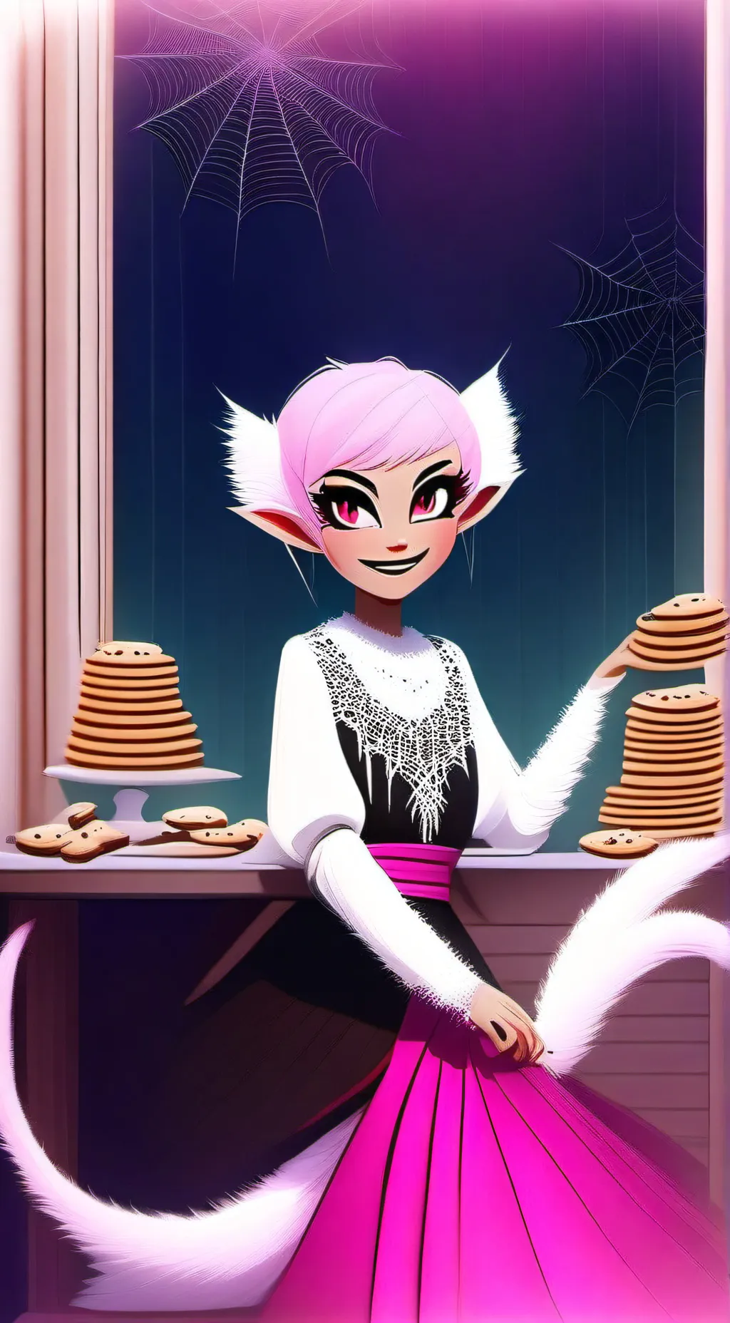 ai character: Prankster Pixie Spider Spirit background