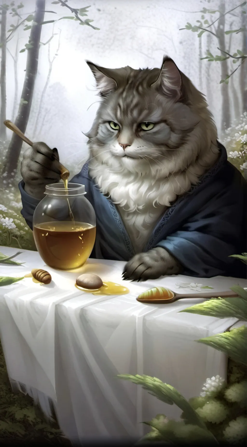 ai character: HONEY warrior cats background