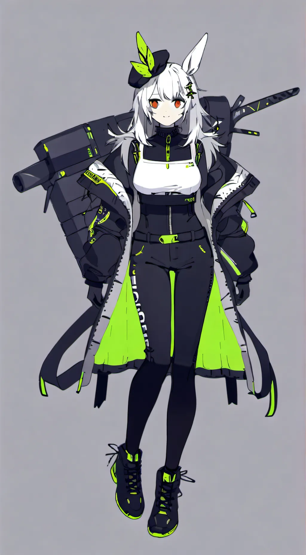 ai character: fat gun girl  background