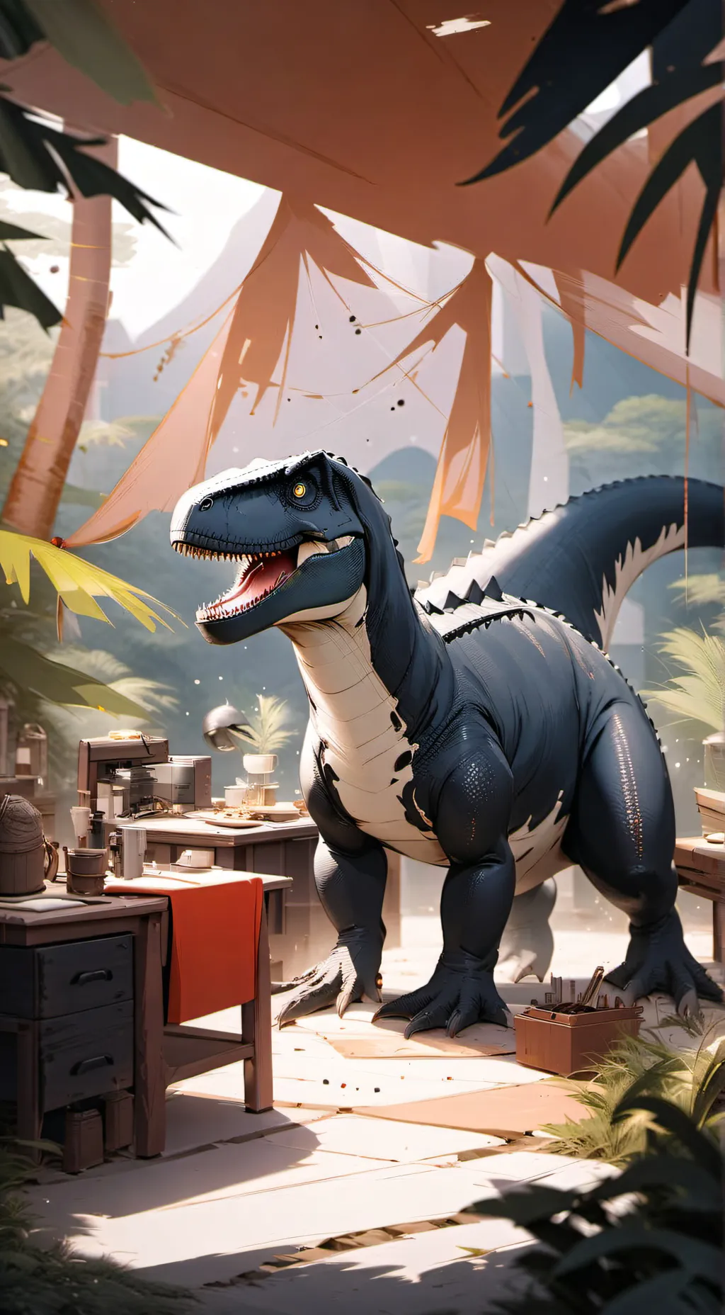 ai character: JW Camp cretaceous background