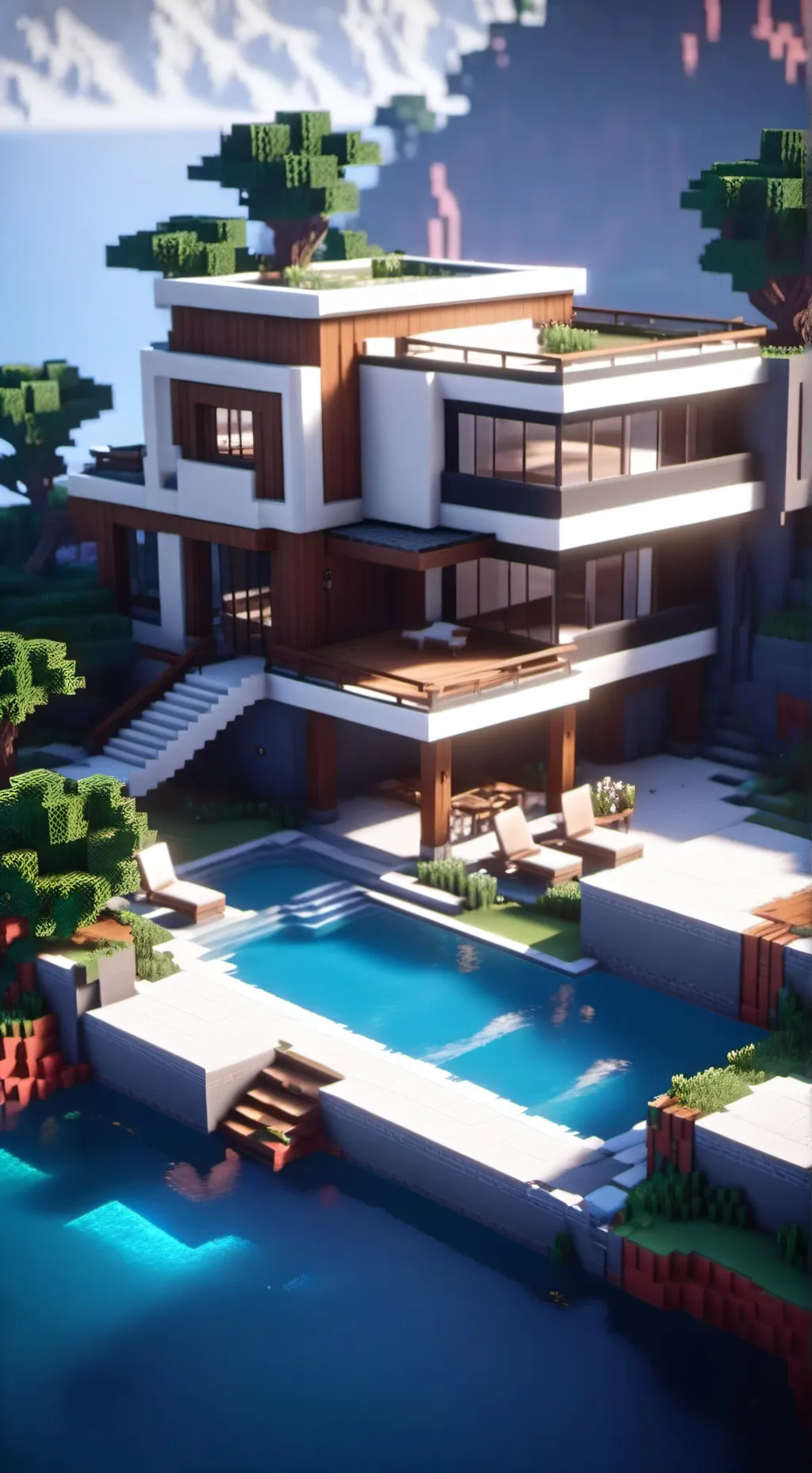 ai character: Minecraft House background