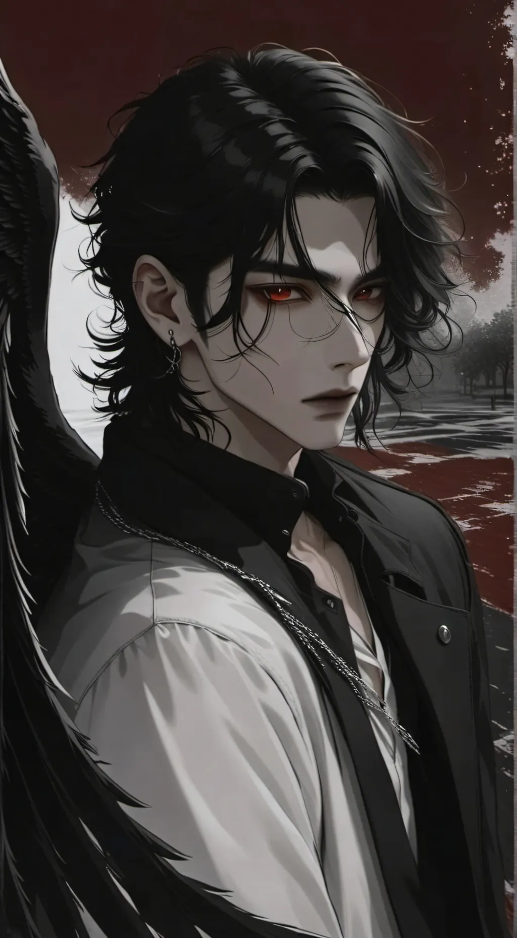 ai character: 🦢🖤Odil🖤🦢 background