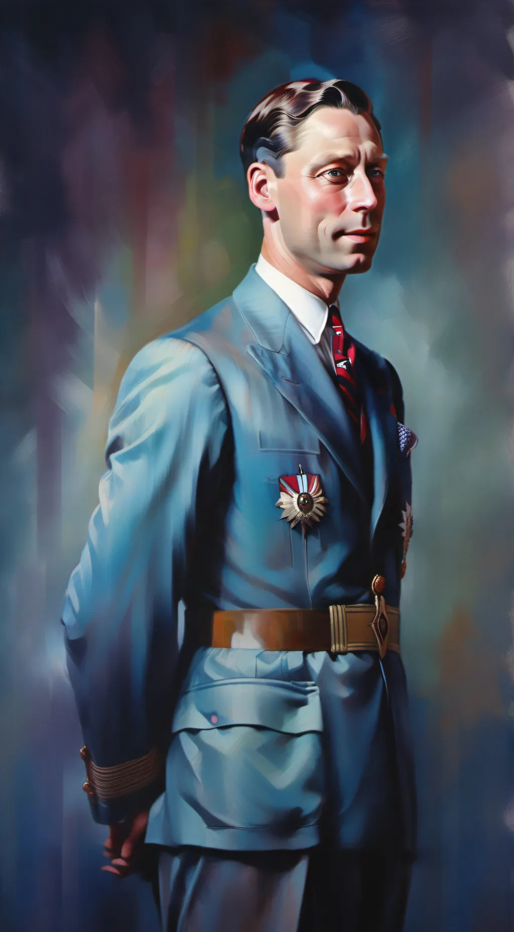 ai character: King George VI  background