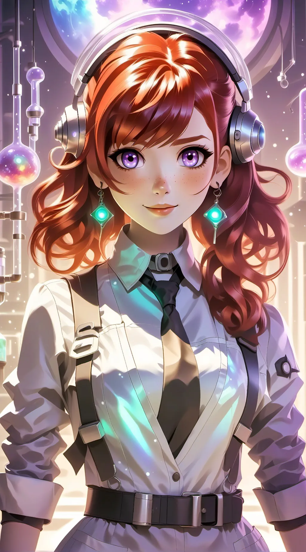 ai character: red girl background