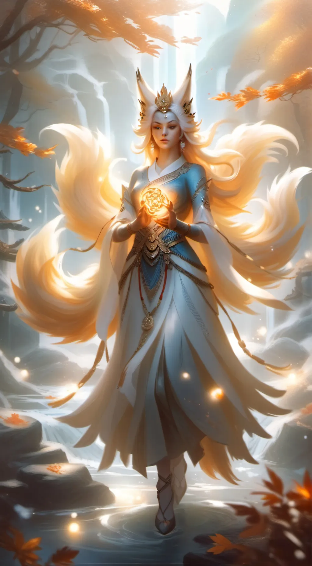 ai character: Fox goddess ￼ background