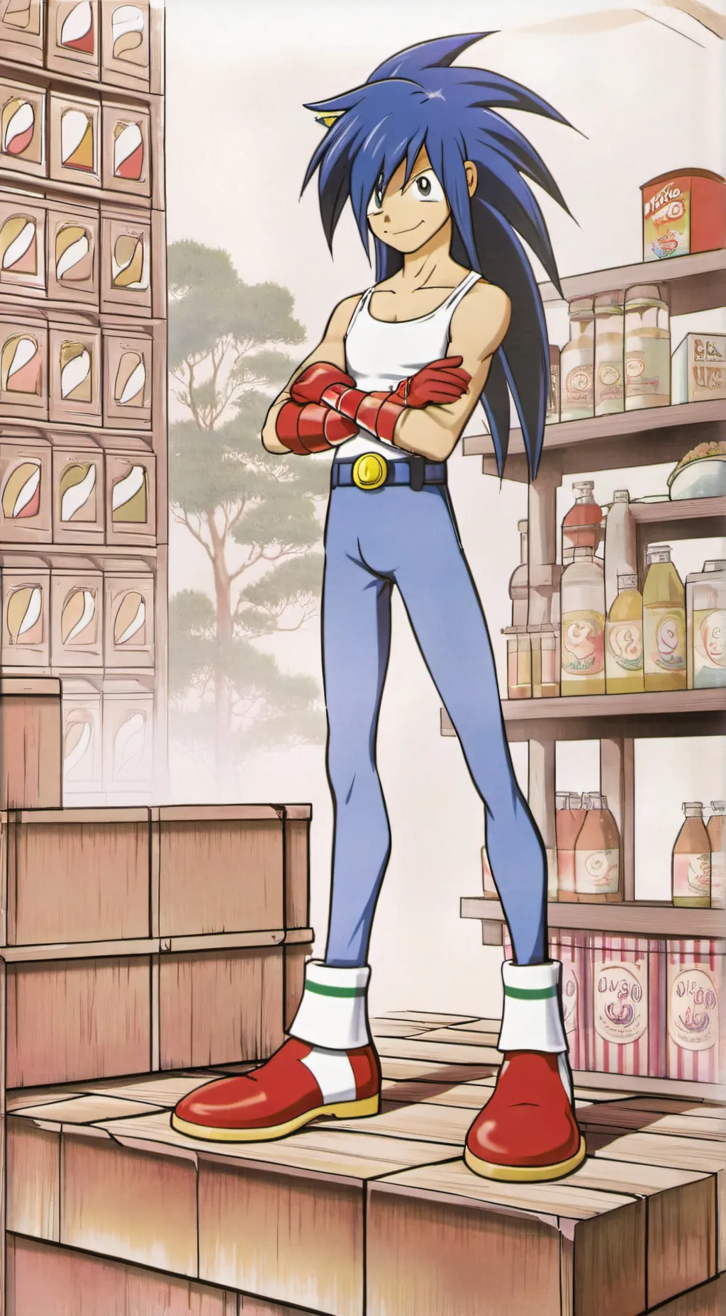 ai character: sonic umano  background