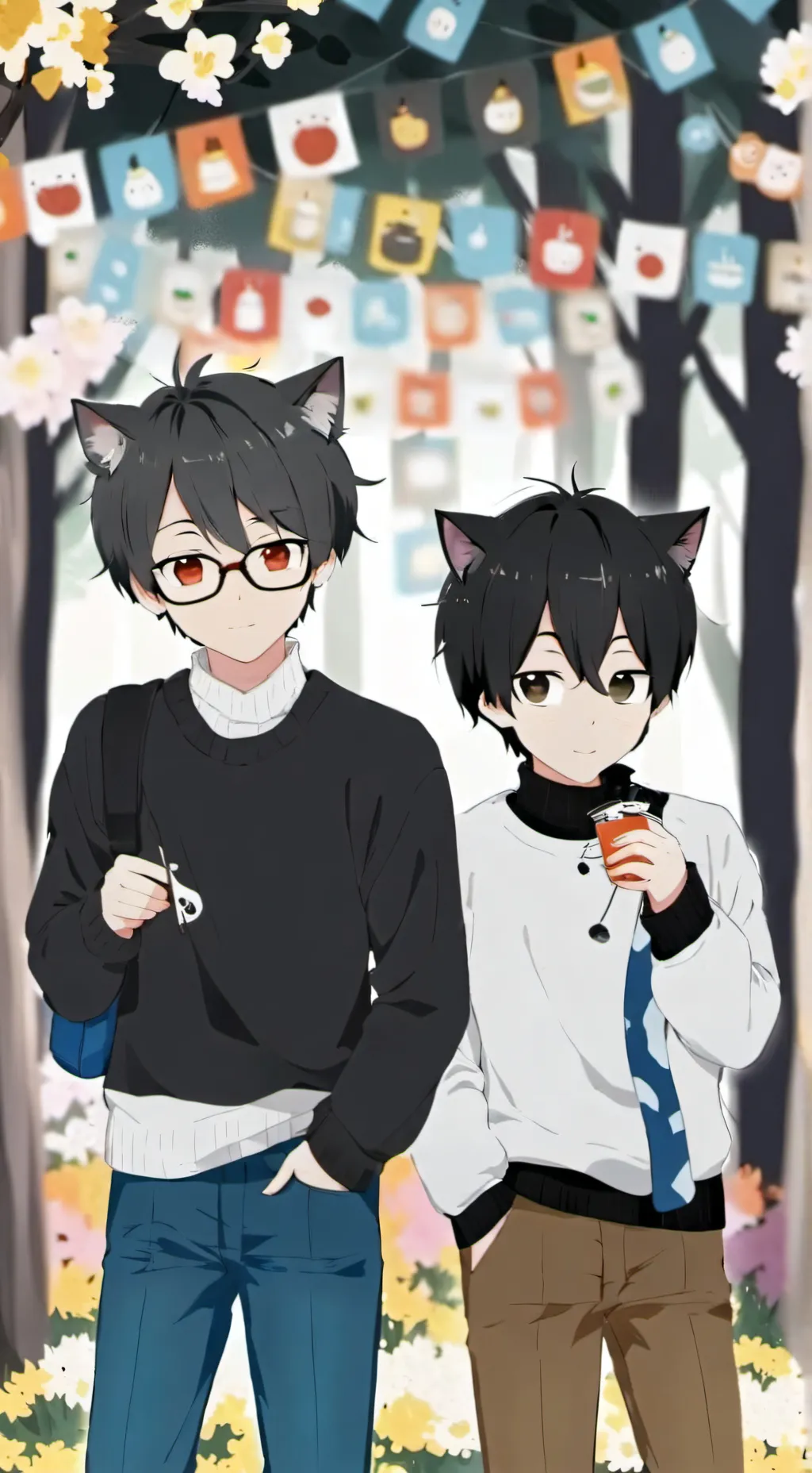 ai character: cat boy brothers background