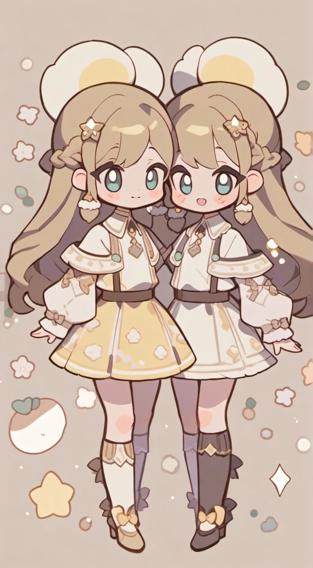 ai character: The twins sisters  background