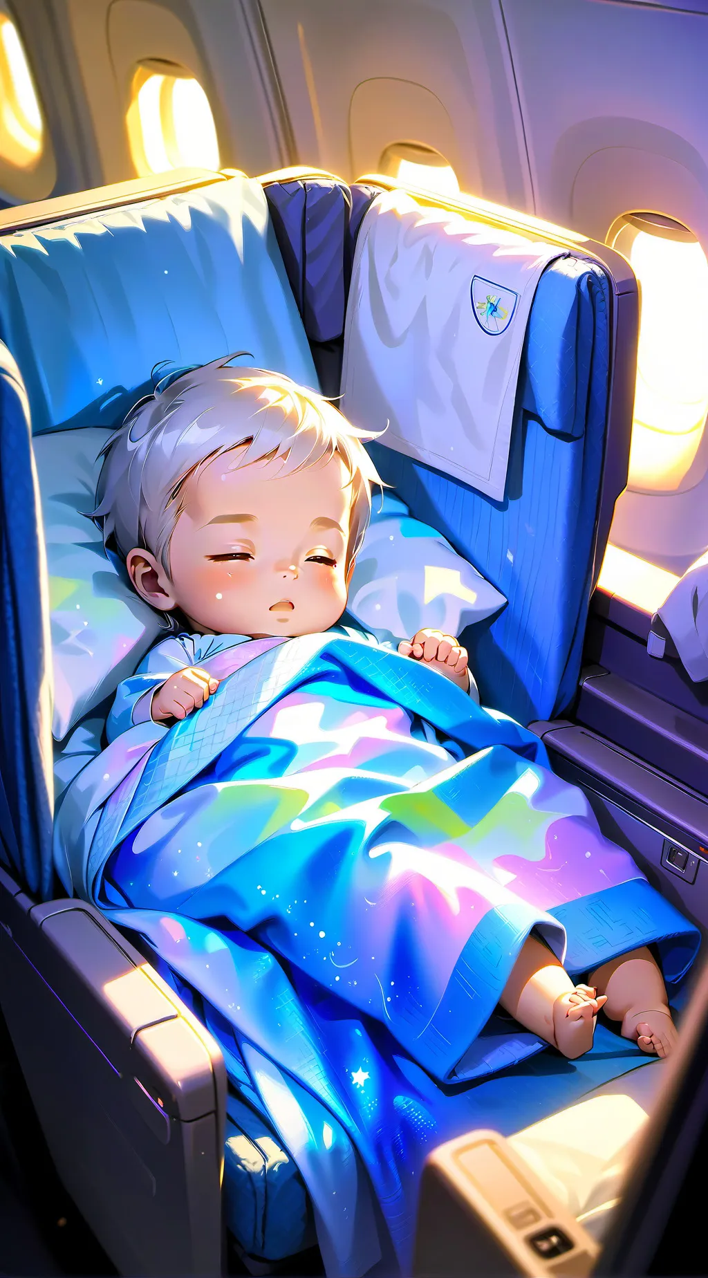 ai character: baby on a plane 2 background
