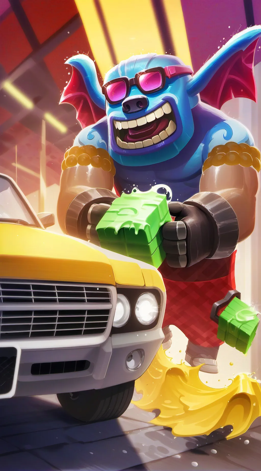 ai character: washiez car wash background