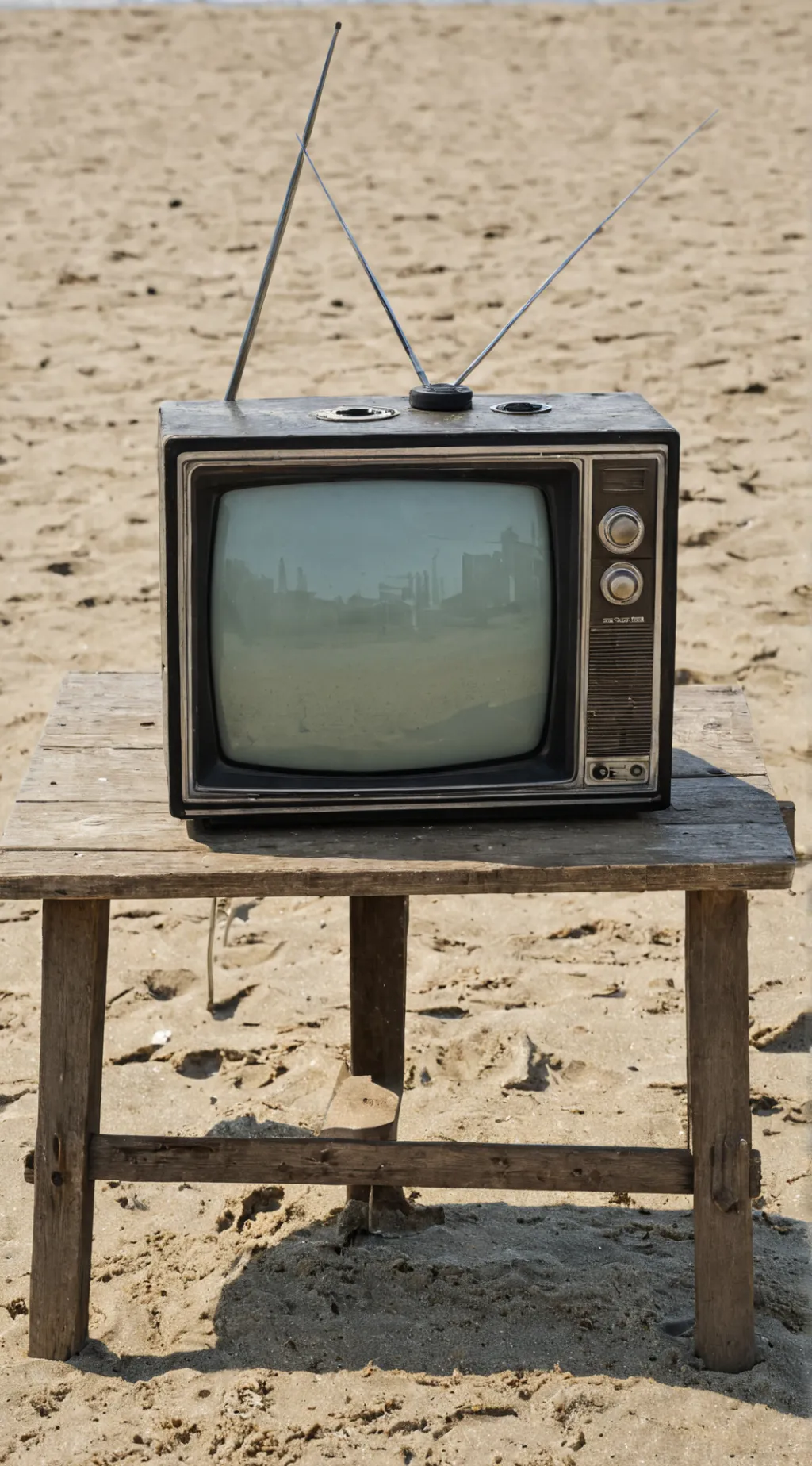 ai character: TV woman swimming background