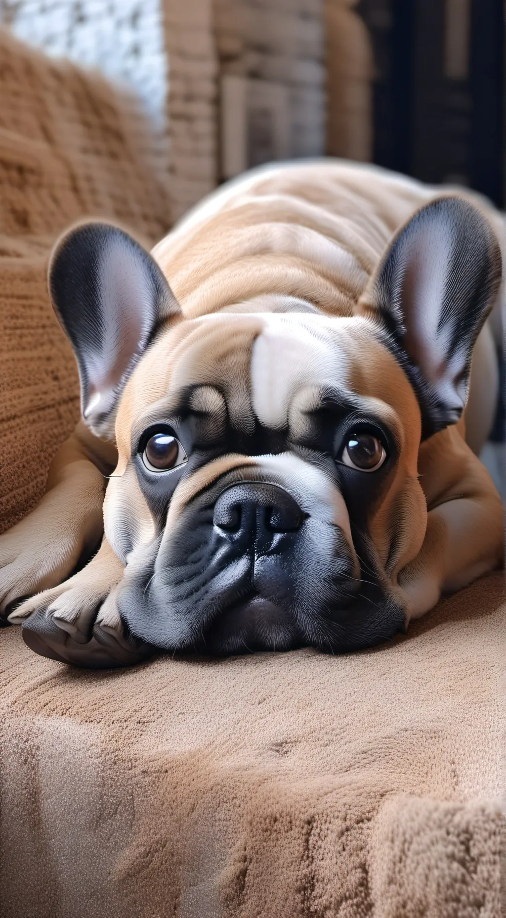 ai character: a sad frenchy background