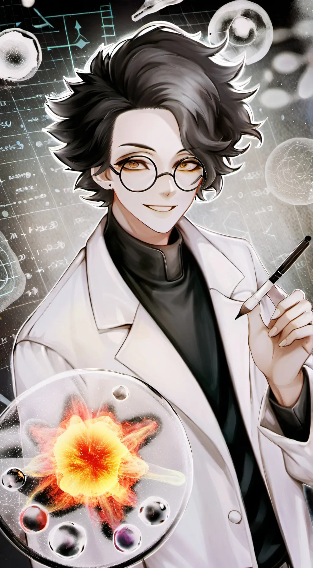 ai character: Dr. Memeo Scienceo background
