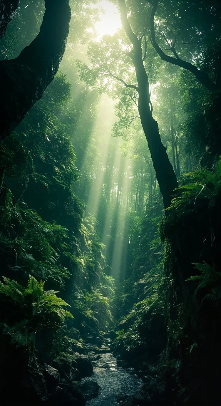 ai character: Magical Rainforest background