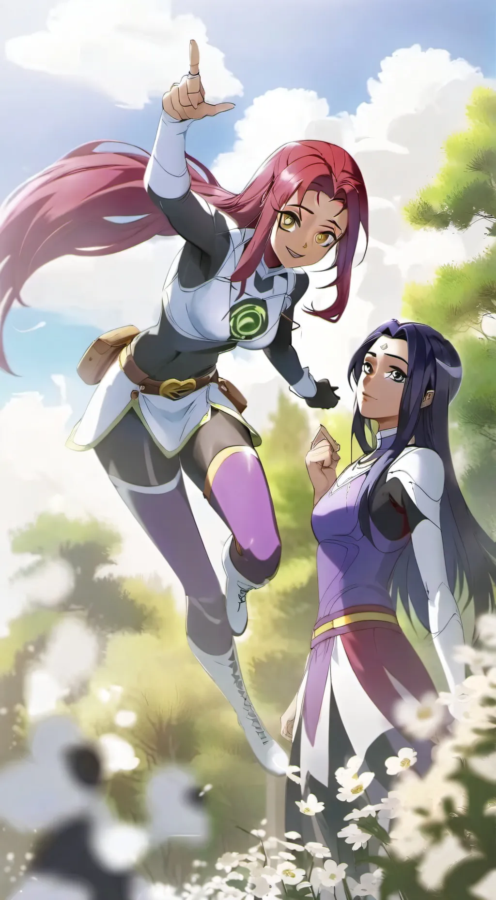 ai character: Starfire and Raven background