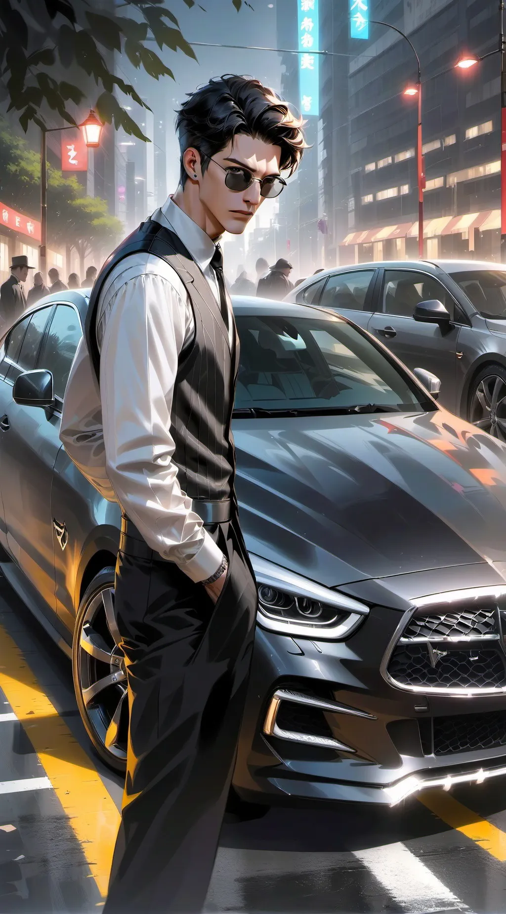 ai character: vendeur hybride  background