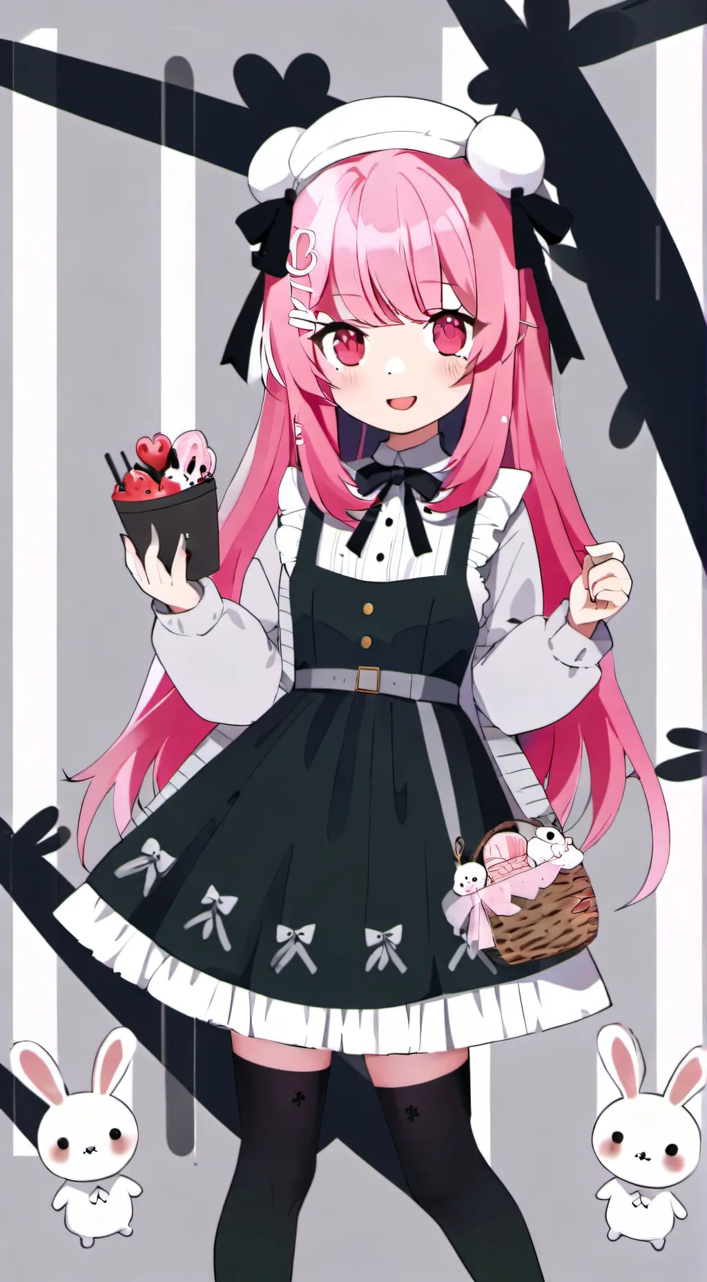 ai character: bun bun.🌑 🎃 background