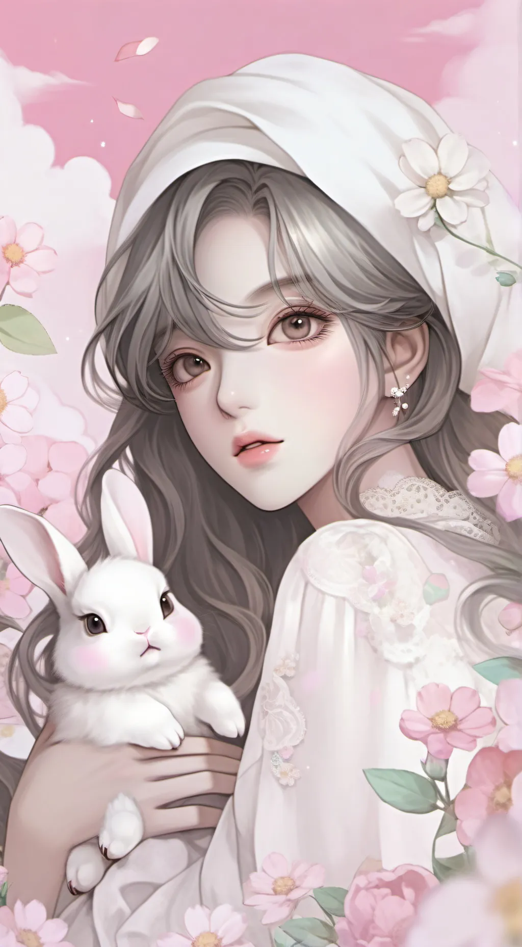 ai character: JlSOO-🐰🐰🌼🌼 background
