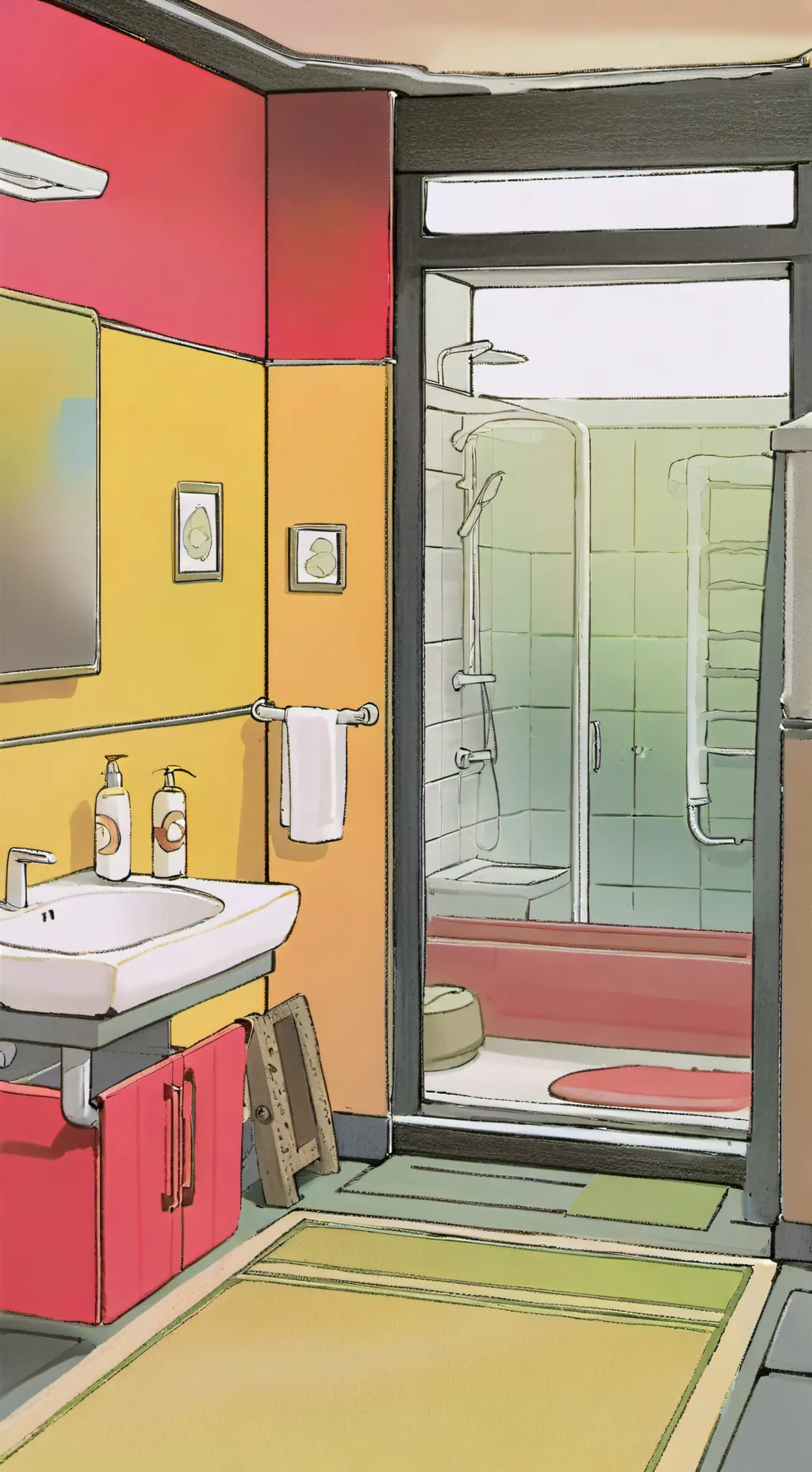 ai character: Bathroom  background