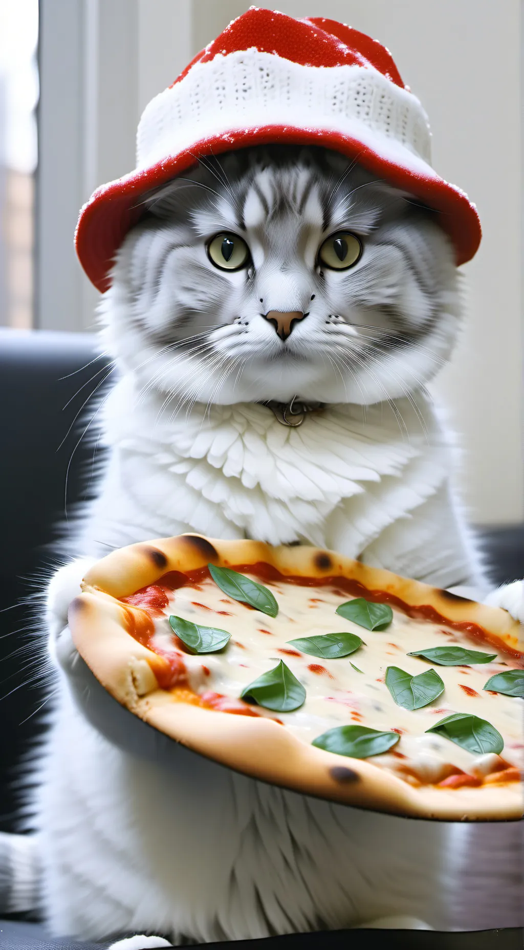 ai character: pizza delivery cat background