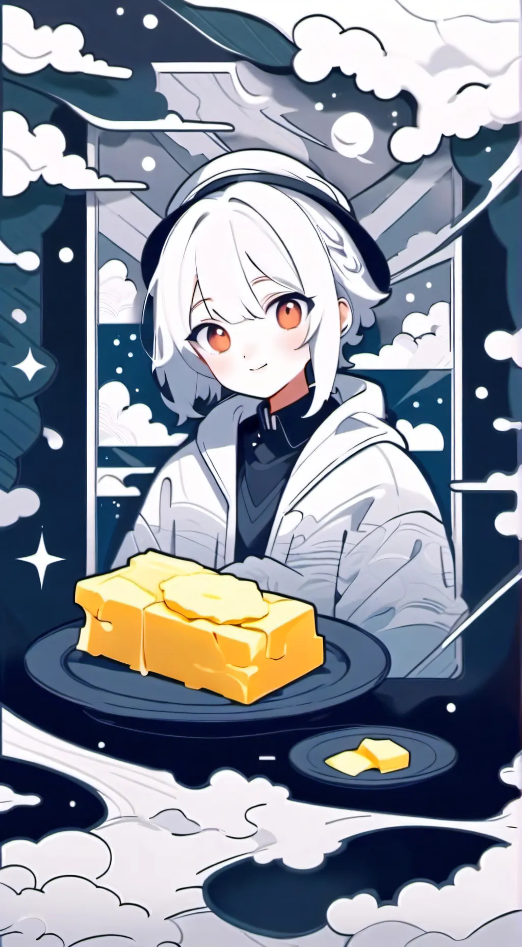 ai character: Dark butter cookie background