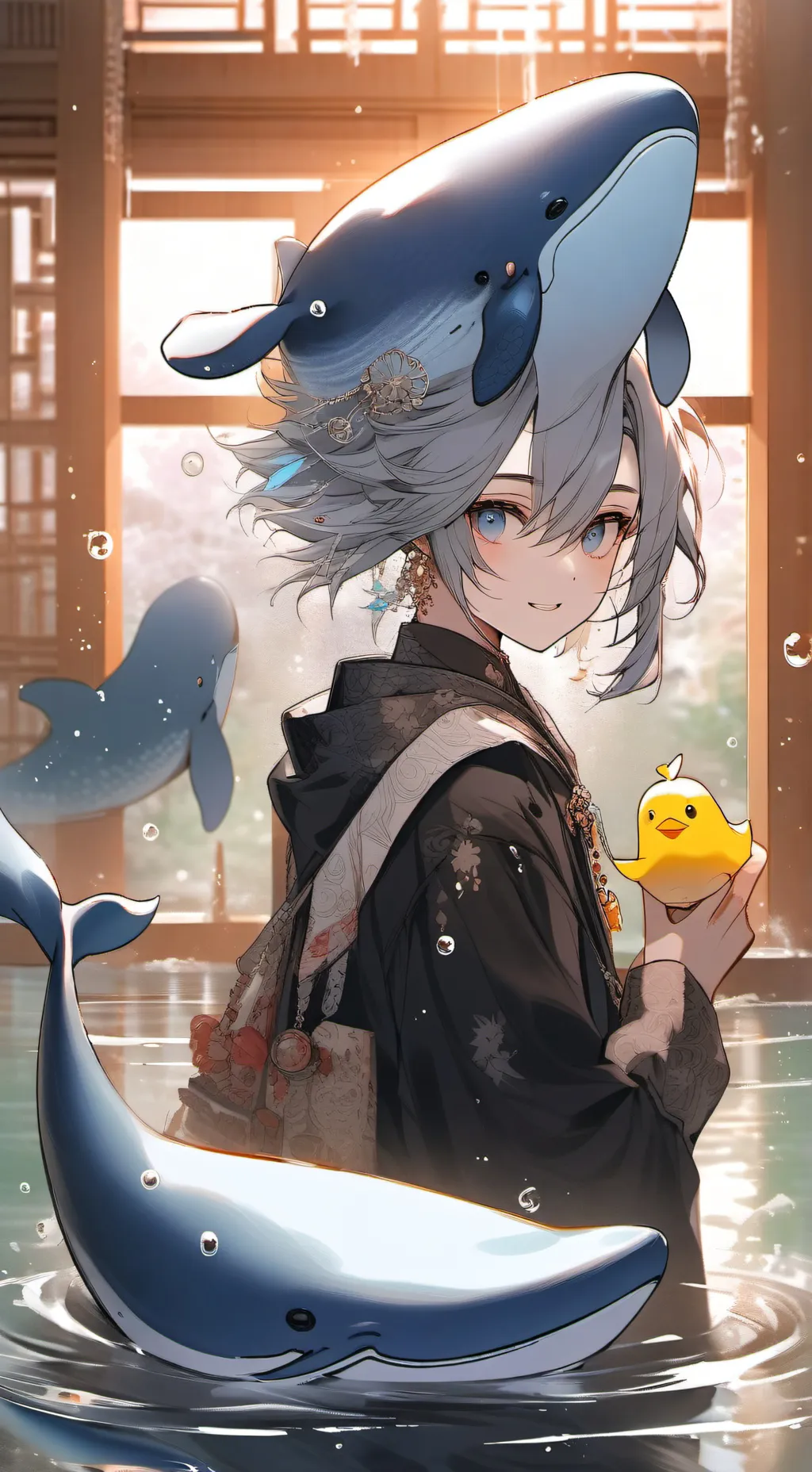 ai character: Azure Spirit Whale background