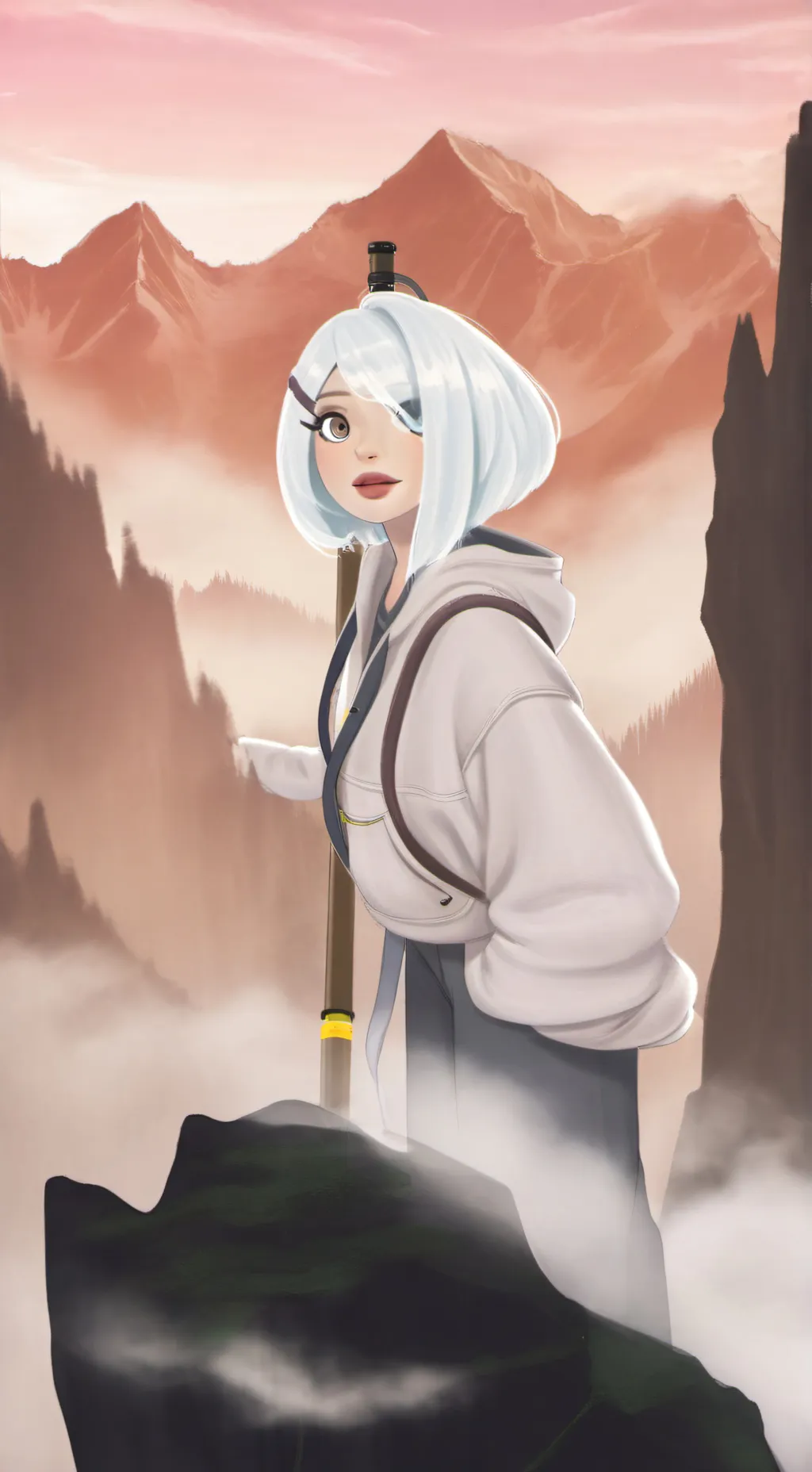 ai character: winter  lily  background